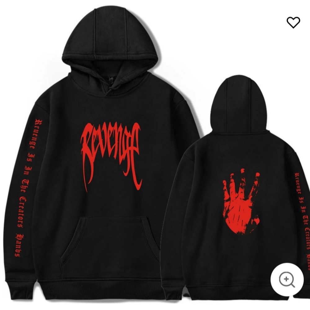Black Hoodie with Red Graphic Design